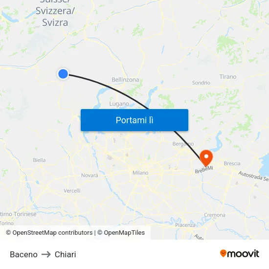 Baceno to Chiari map