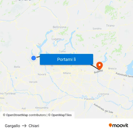 Gargallo to Chiari map