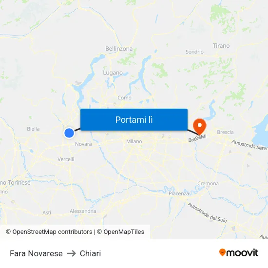 Fara Novarese to Chiari map