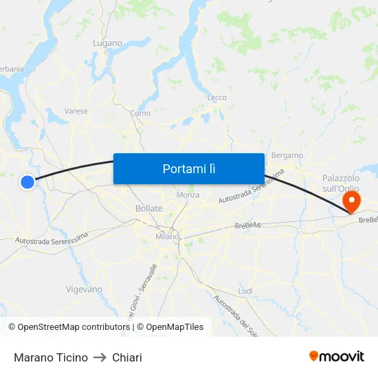 Marano Ticino to Chiari map