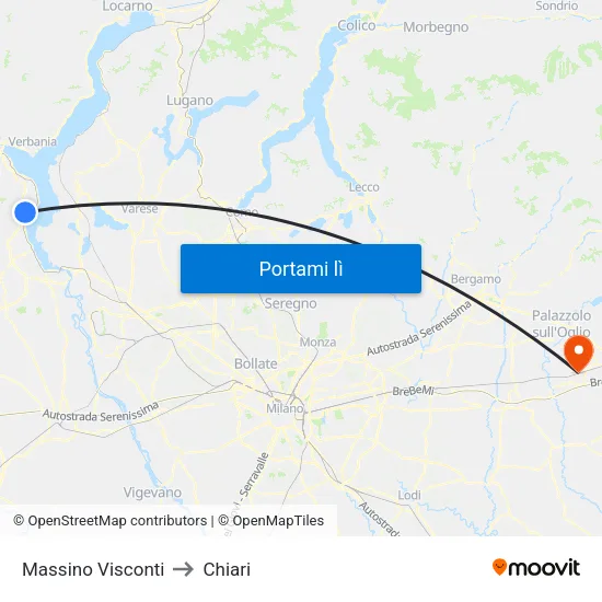 Massino Visconti to Chiari map