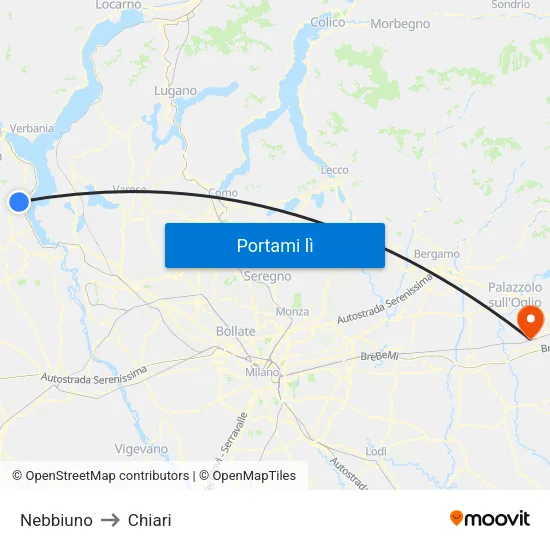 Nebbiuno to Chiari map