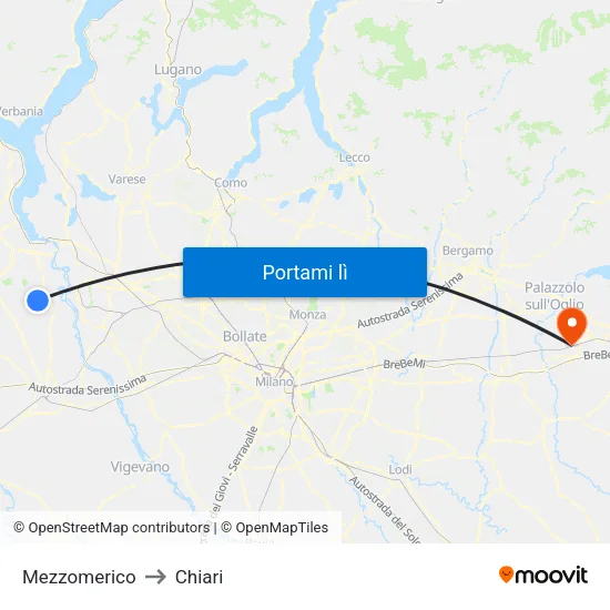 Mezzomerico to Chiari map