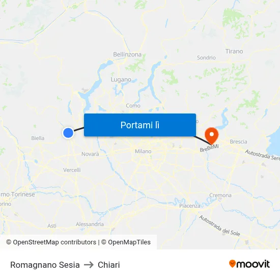 Romagnano Sesia to Chiari map