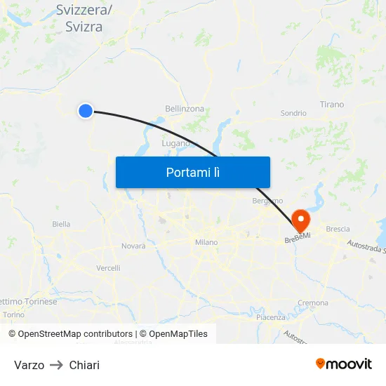 Varzo to Chiari map