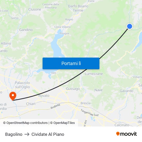 Bagolino to Cividate Al Piano map