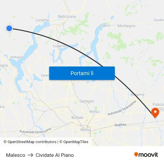 Malesco to Cividate Al Piano map
