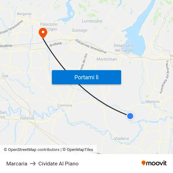 Marcaria to Cividate Al Piano map