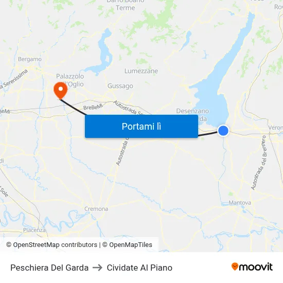 Peschiera Del Garda to Cividate Al Piano map