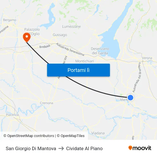 San Giorgio Di Mantova to Cividate Al Piano map
