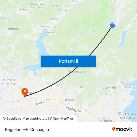 Bagolino to Coccaglio map