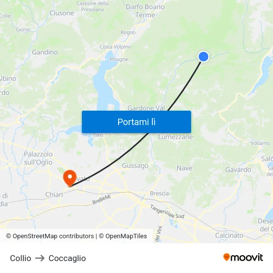 Collio to Coccaglio map