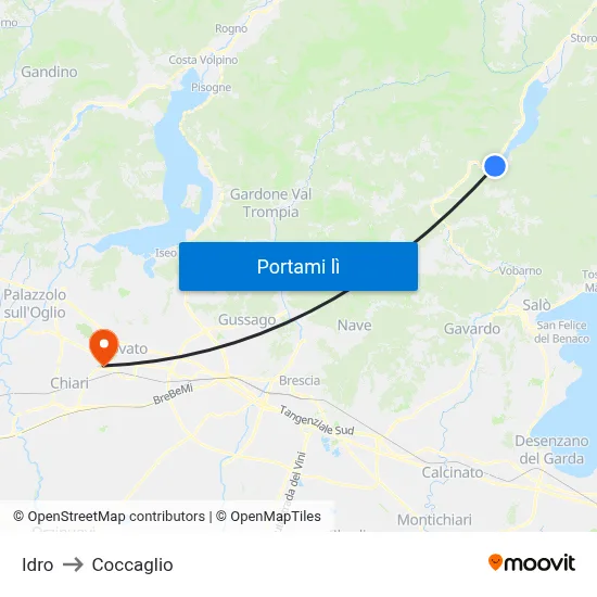 Idro to Coccaglio map