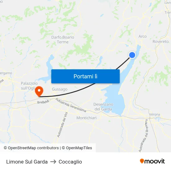 Limone Sul Garda to Coccaglio map