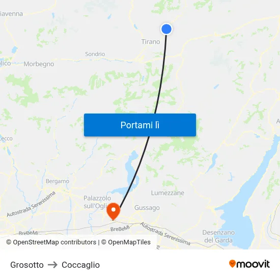 Grosotto to Coccaglio map