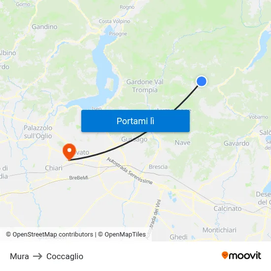 Mura to Coccaglio map