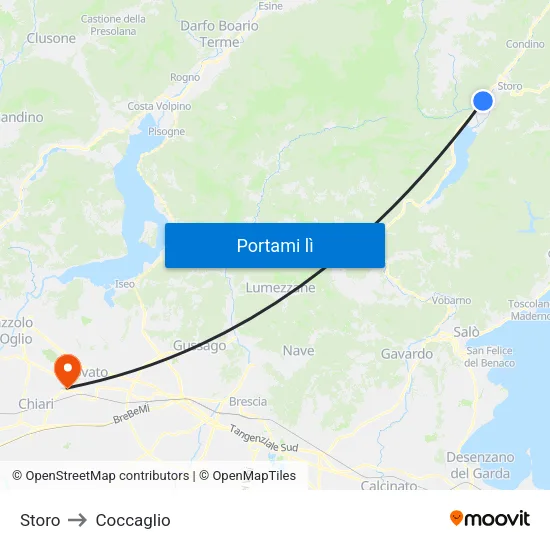 Storo to Coccaglio map