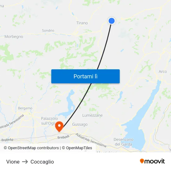 Vione to Coccaglio map