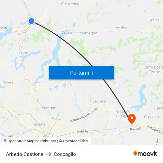 Arbedo-Castione to Coccaglio map