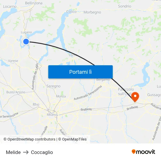 Melide to Coccaglio map