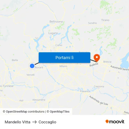 Mandello Vitta to Coccaglio map