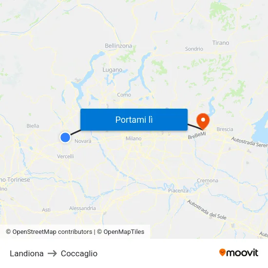 Landiona to Coccaglio map