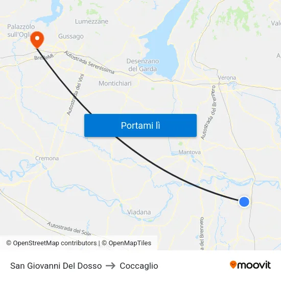San Giovanni Del Dosso to Coccaglio map