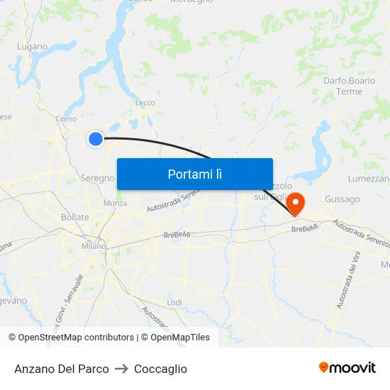 Anzano Del Parco to Coccaglio map
