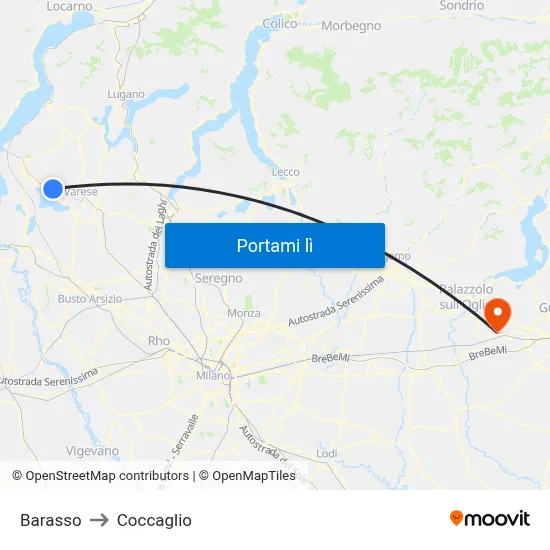 Barasso to Coccaglio map