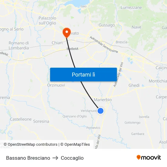 Bassano Bresciano to Coccaglio map