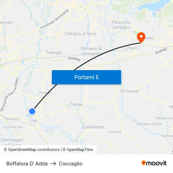 Boffalora D' Adda to Coccaglio map