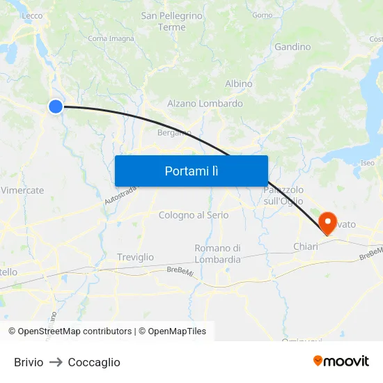 Brivio to Coccaglio map