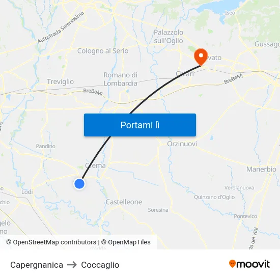 Capergnanica to Coccaglio map