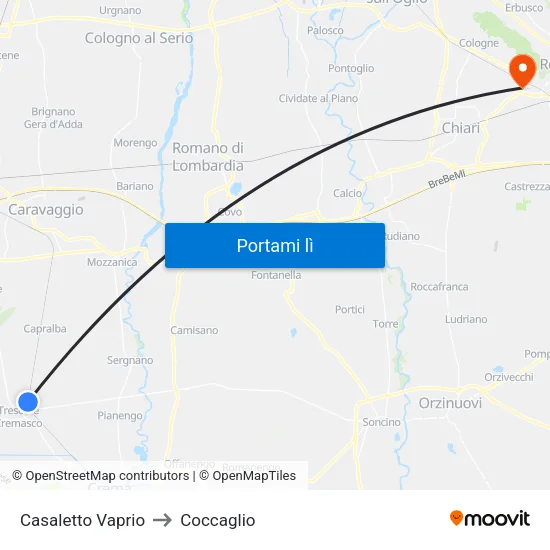 Casaletto Vaprio to Coccaglio map