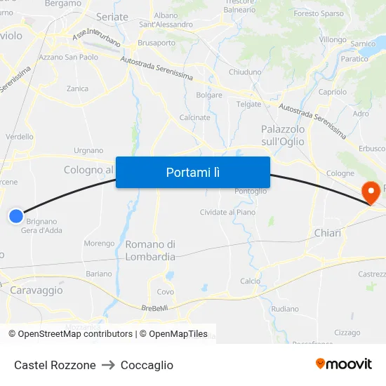 Castel Rozzone to Coccaglio map