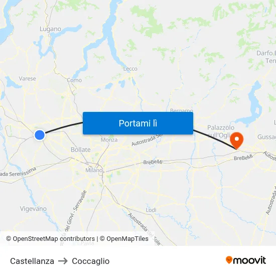 Castellanza to Coccaglio map