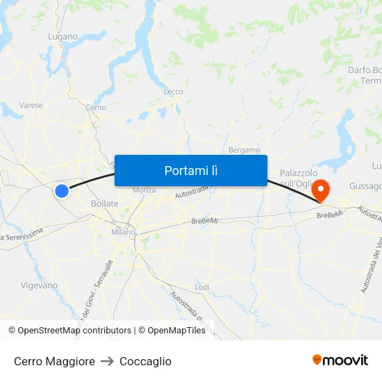 Cerro Maggiore to Coccaglio map
