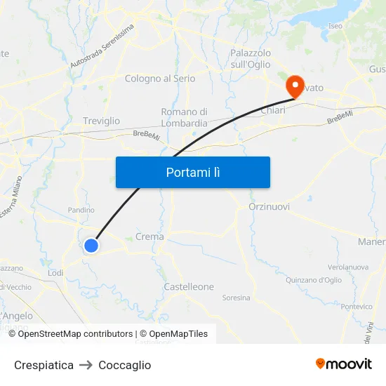 Crespiatica to Coccaglio map