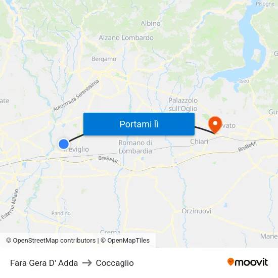 Fara Gera D' Adda to Coccaglio map