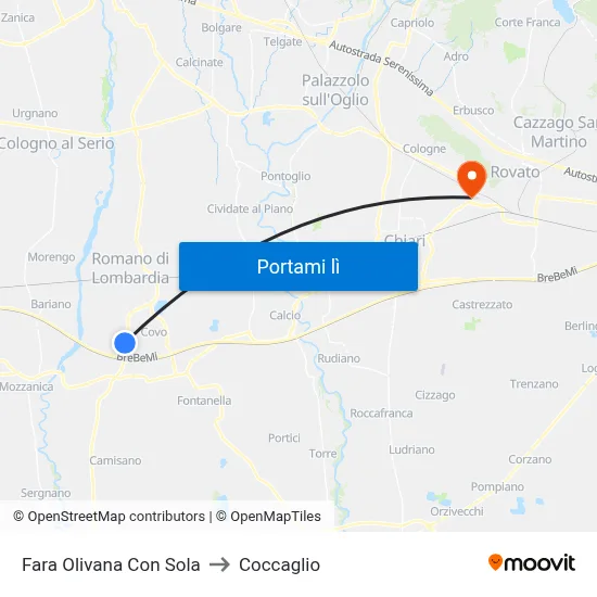 Fara Olivana Con Sola to Coccaglio map