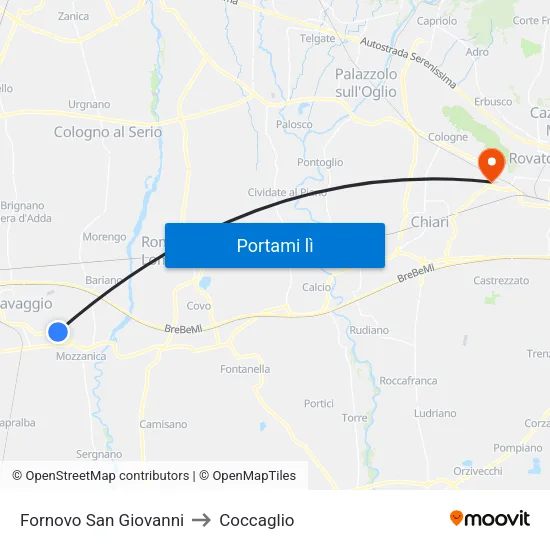 Fornovo San Giovanni to Coccaglio map