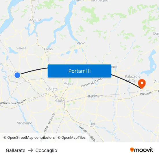 Gallarate to Coccaglio map
