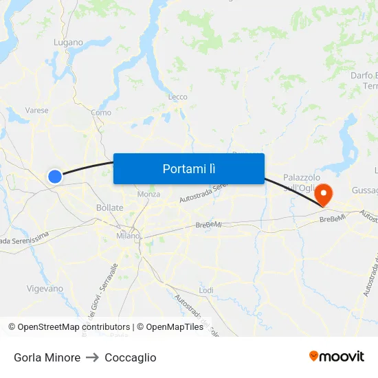 Gorla Minore to Coccaglio map