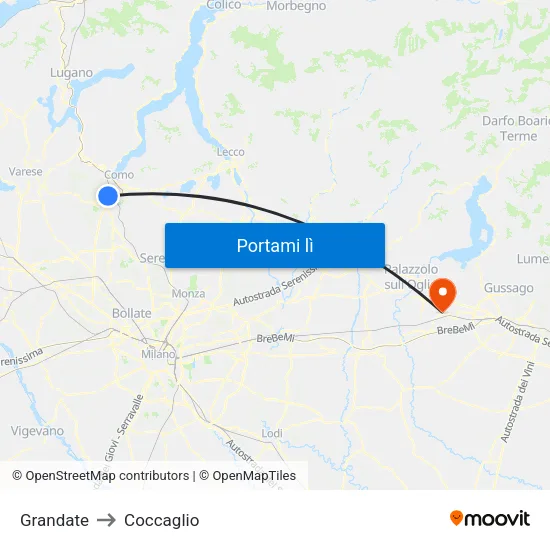 Grandate to Coccaglio map