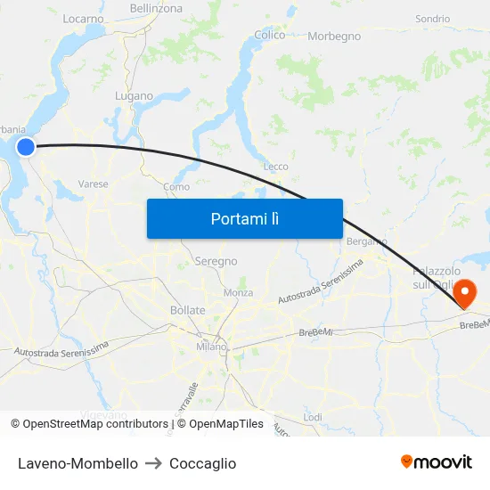 Laveno-Mombello to Coccaglio map
