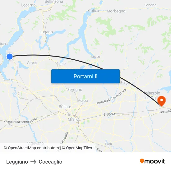 Leggiuno to Coccaglio map