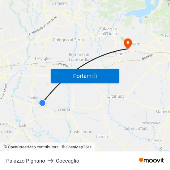 Palazzo Pignano to Coccaglio map