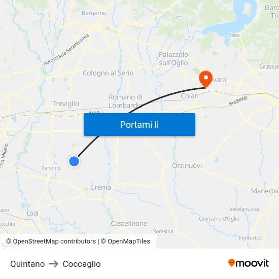 Quintano to Coccaglio map