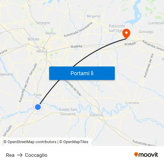 Rea to Coccaglio map