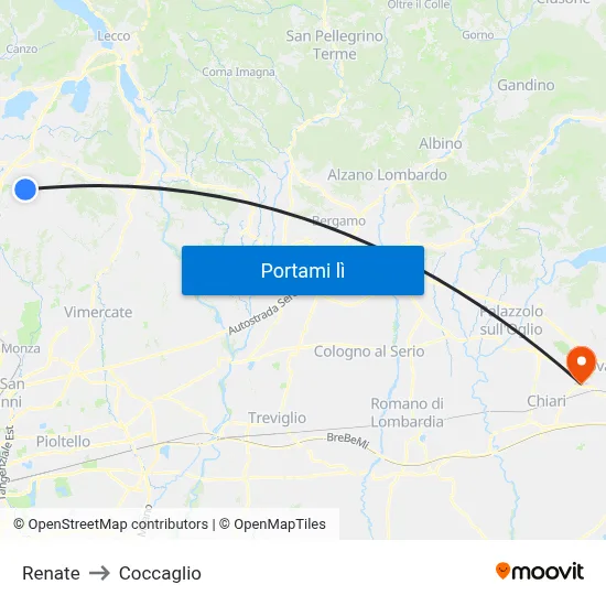 Renate to Coccaglio map